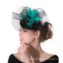 PP Linen Mesh Feather Fascinator Hats For Ladies Women